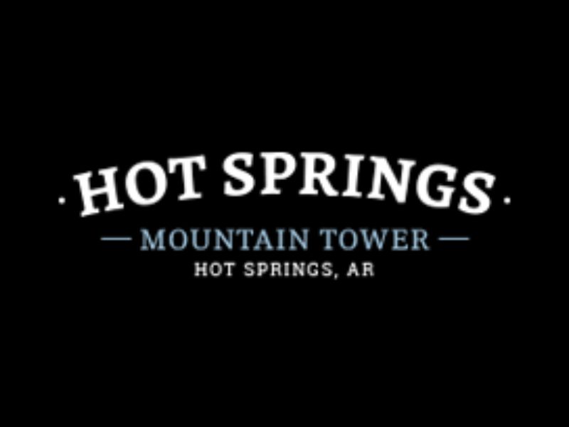 A black and white logo for hot springs mountain tower.